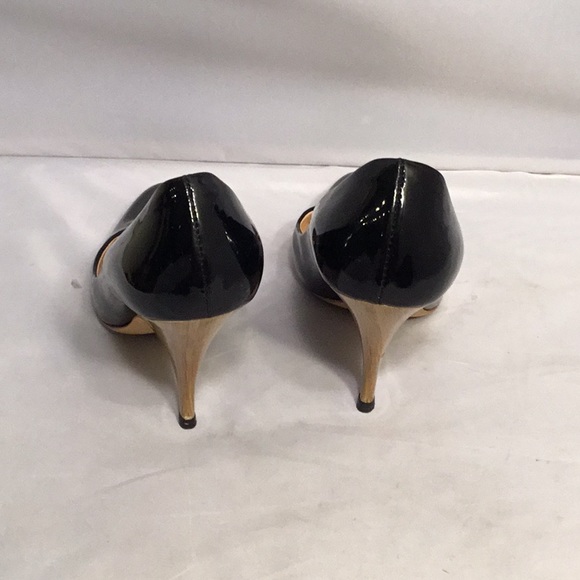 GIUESEPPE ZANOTTI BLACK PATENT LEATHER SCULPTED WOODEN HEELS PUMP SIZE 7 - Picture 2 of 6